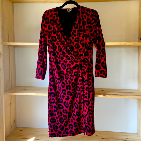 Anne Klein Animal Print Wrap Dress - Picture 1 of 3
